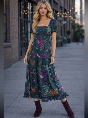 hutch lisa maxi dress Hutch Green Abstract Lisa Maxi Dress with Fabric Pull